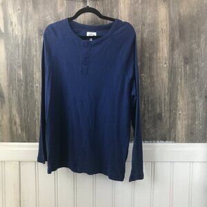 Lanz blue long sleeve henley shirt size L